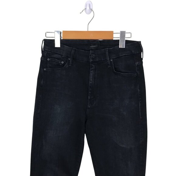 MOTHER The High Waisted Looker Ankle Fray Black Jeans Size 27 - Picture 4 of 10